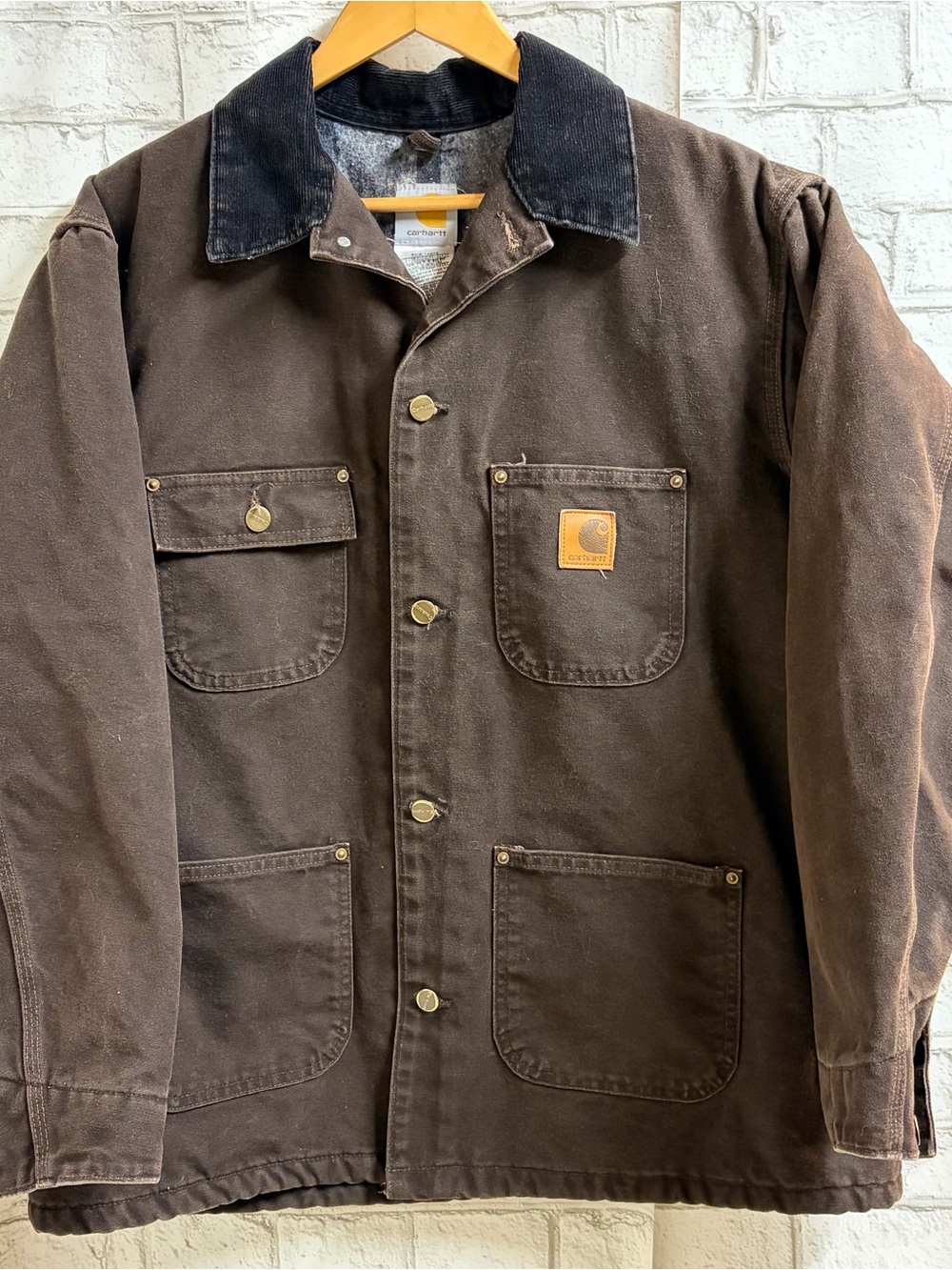 Carhartt Brown Sandstone Duck Blanket Lined Work Jacket Mens